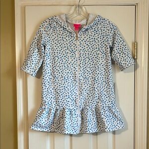 Lilly Pulitzer White and Blue Polka Dot Swim Coverup size L (8-10)